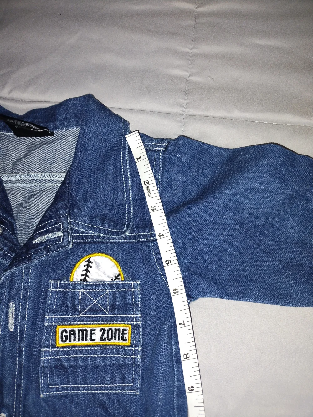 Kids Blue Denim Jacket with Game Zone & 55 Patch